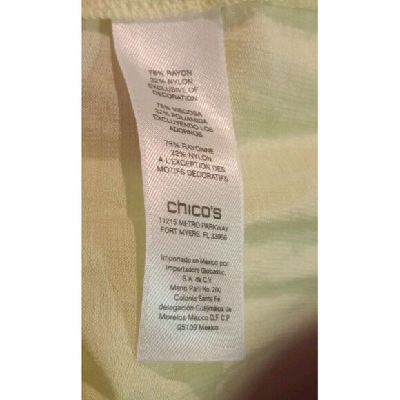 Chico's  Pop-over Top/Tunic‎ Yellow Spring Lightweight Size 0 (Small 4) - Picture 4 of 4